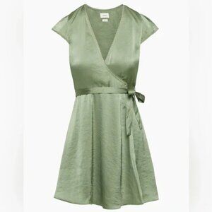 Aritzia Wilfred Mademoiselle Satin Dress Bitter Sage Green Size 2XS